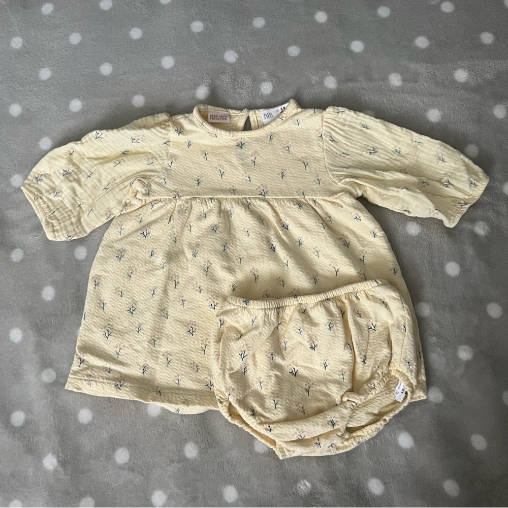 Zara baby girl 2 piece dress and bloomers 6-9M